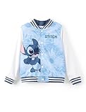 Disney Lilo & Stitch Girls/Boys Varsity Bomber Letterman Baseball School Zip Up Jacket Trendy Tie-dye Print Lightweight Sweatshirt Blue Coat 8-9 Years