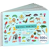 Cupkin Animal Sticker Book Activity for Kids, Toddler Airplane Travel Essentials, 500+ Habitat Stickers for Kids + 12 Scenes + 12 Coloring Book Pages, Animal Lover Kids Gift, Kids Crafts for Ages 2-8