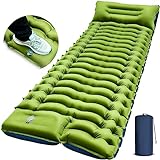 Yuzonc Camping Sleeping Pad, Ultralight Camping Mat with Pillow Built-in Foot Pump Inflatable Sleeping Pads Compact for Camping Backpacking Hiking Traveling Tent