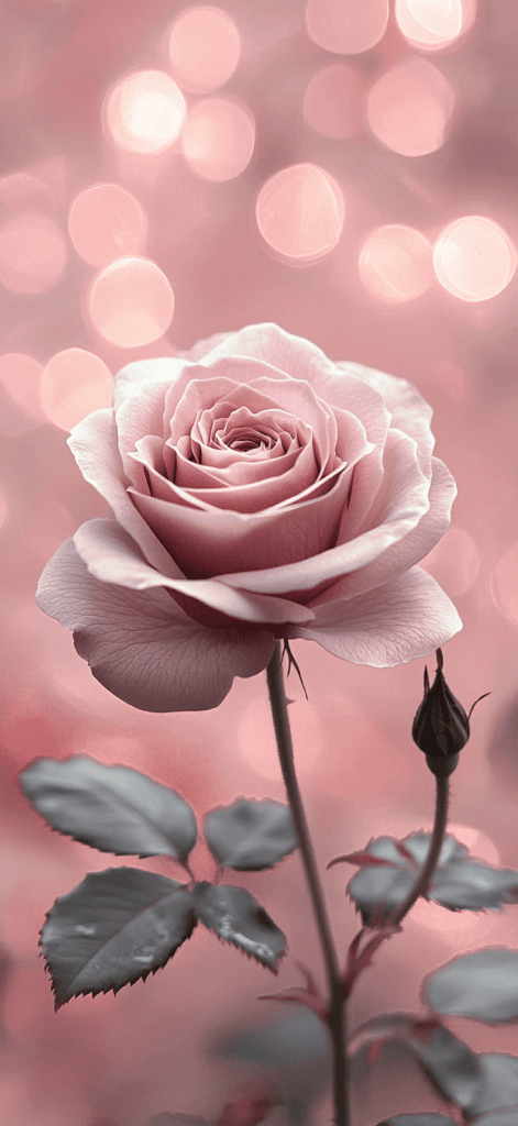 pink rose with bokeh 