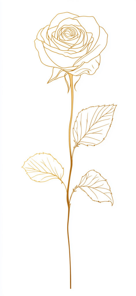 gold sketch of a rose