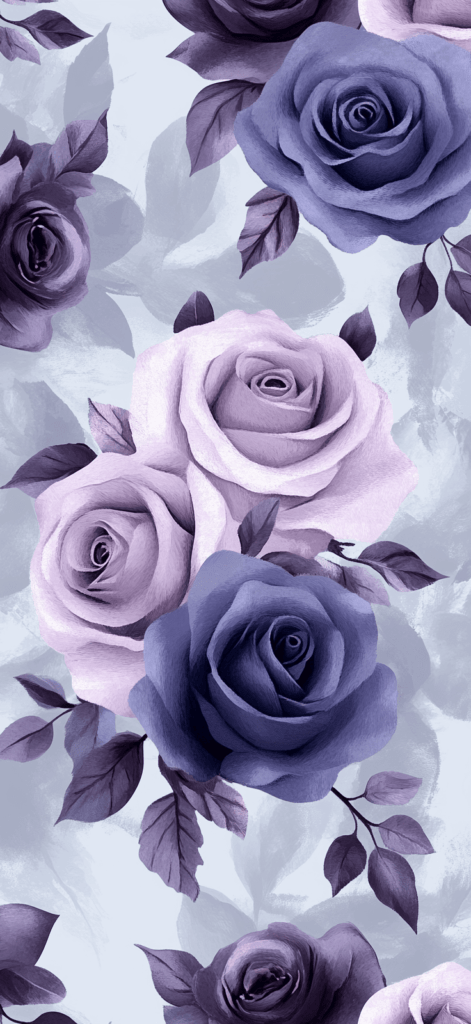 purple and lavender roses on a gray background