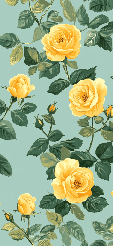 yellow roses wallpaper on blue background