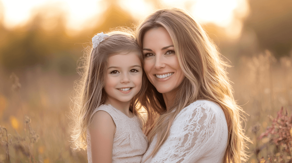 outdoor photo in the daytime of a mom and daughter