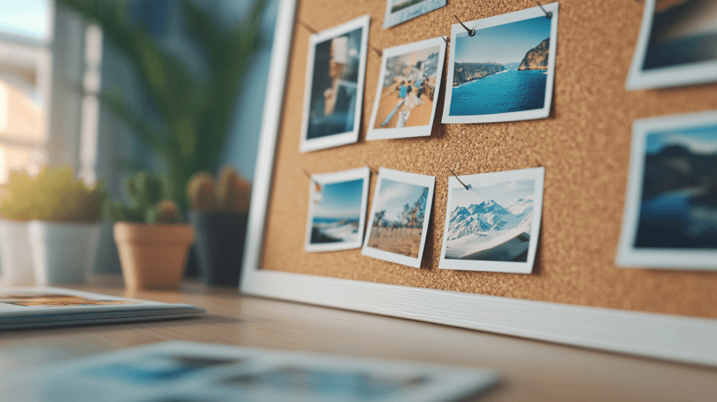 family craft idea; corkboard memory board