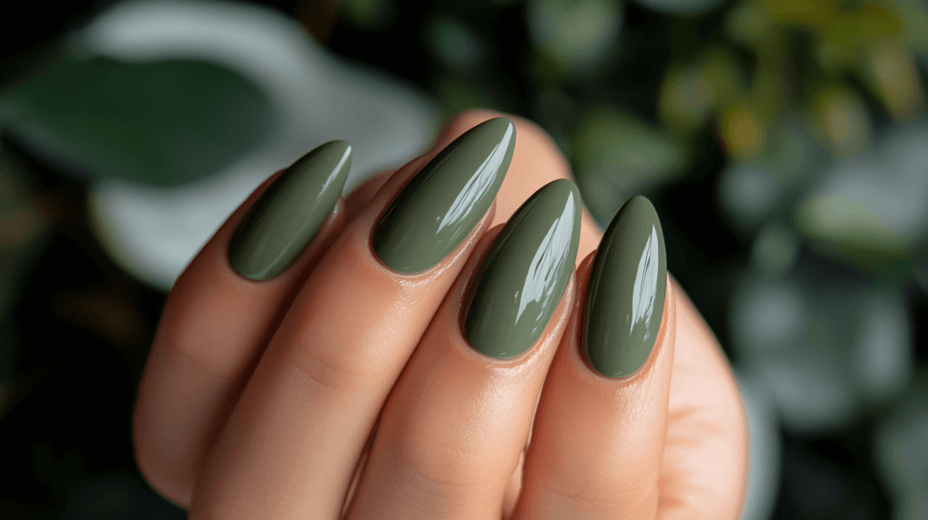 olive green manicure