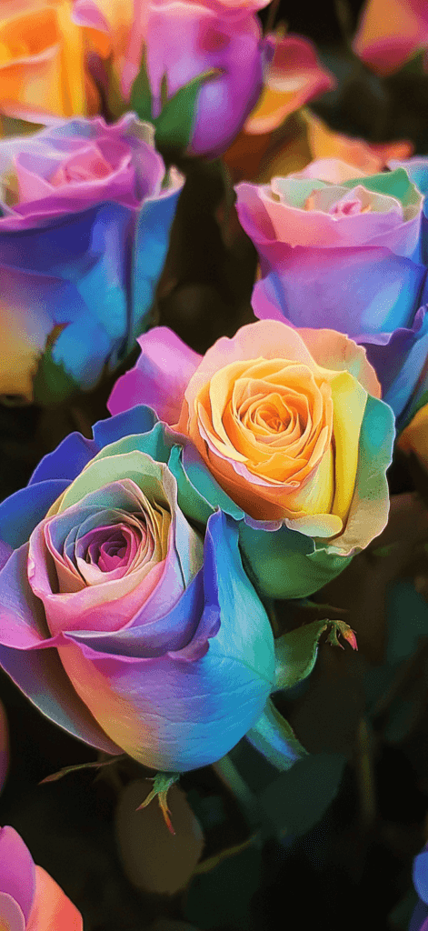 photo of rainbow roses; wallpaper roses