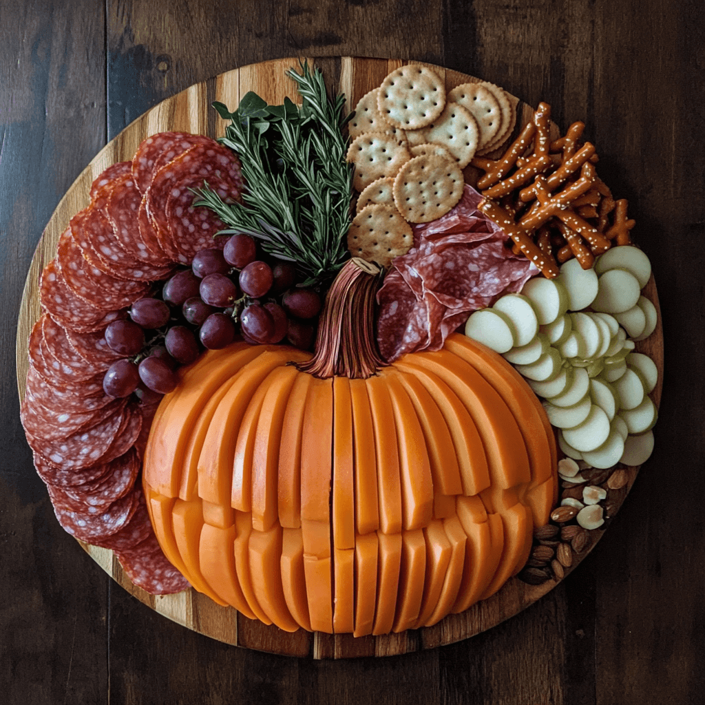 circular pumpkin charcuterie board