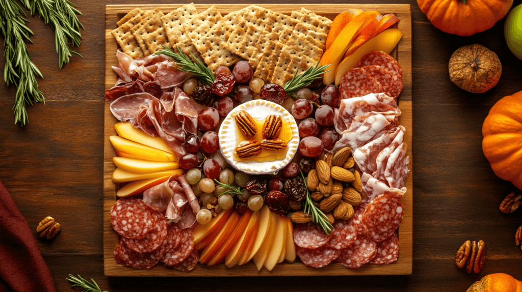 simple square wooden charcuterie board