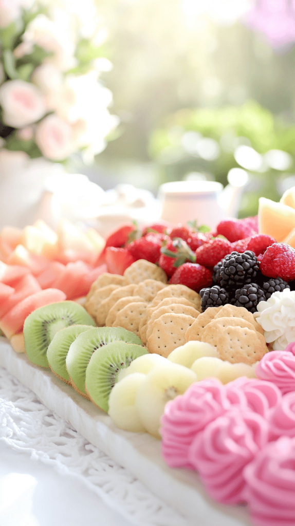 tea party snacks on a table outdoors