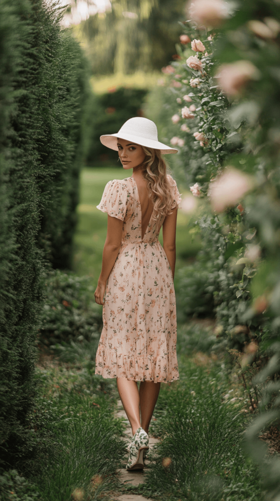 woman walking down the path