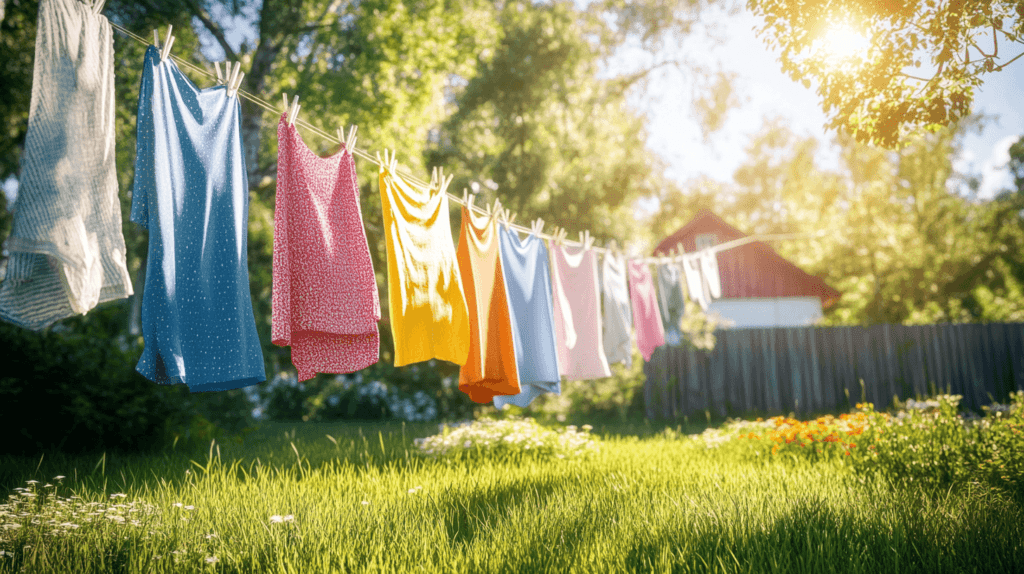 clothes drying on a line outside