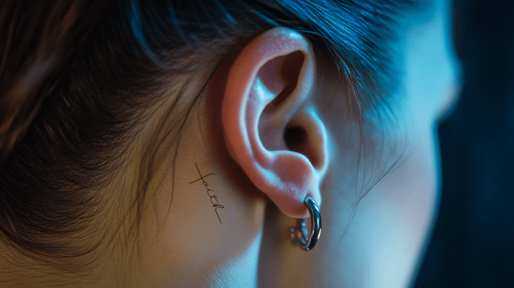 behind the ear faith tattoos