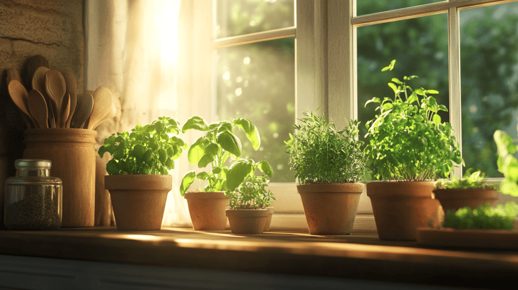 herbs on the windowsill