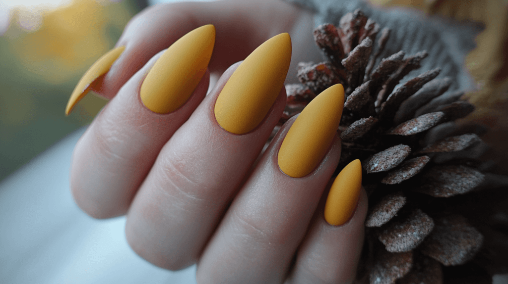 mustard yellow manicure