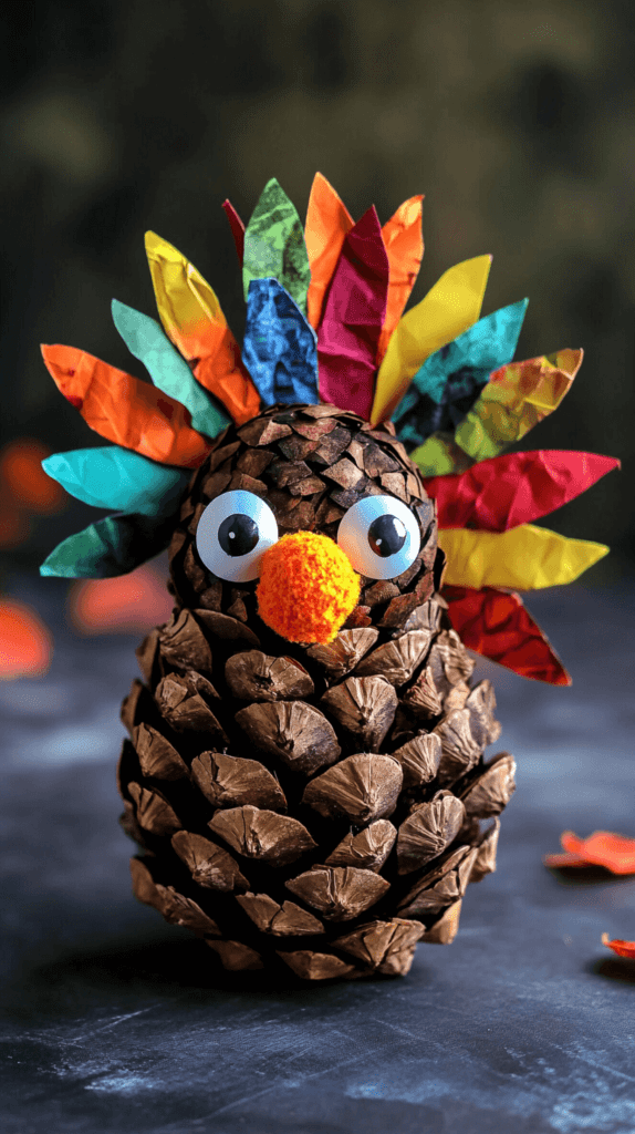 turkey pinecone; thanksgiving crafts