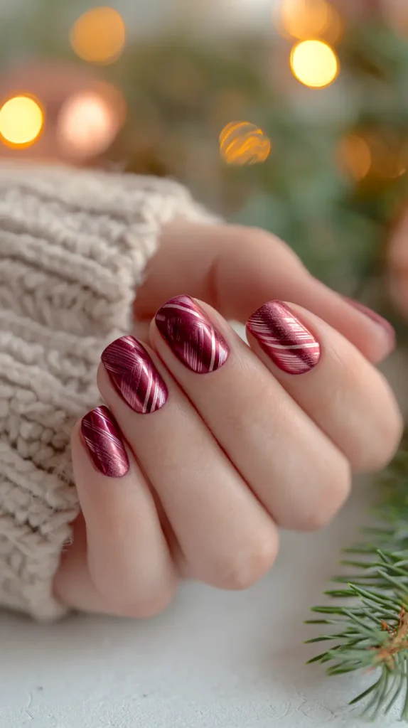 crimson swirl manicure