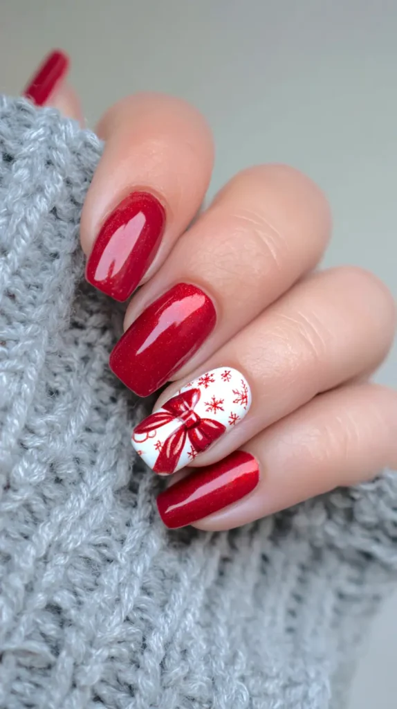Christmas nails bow design
