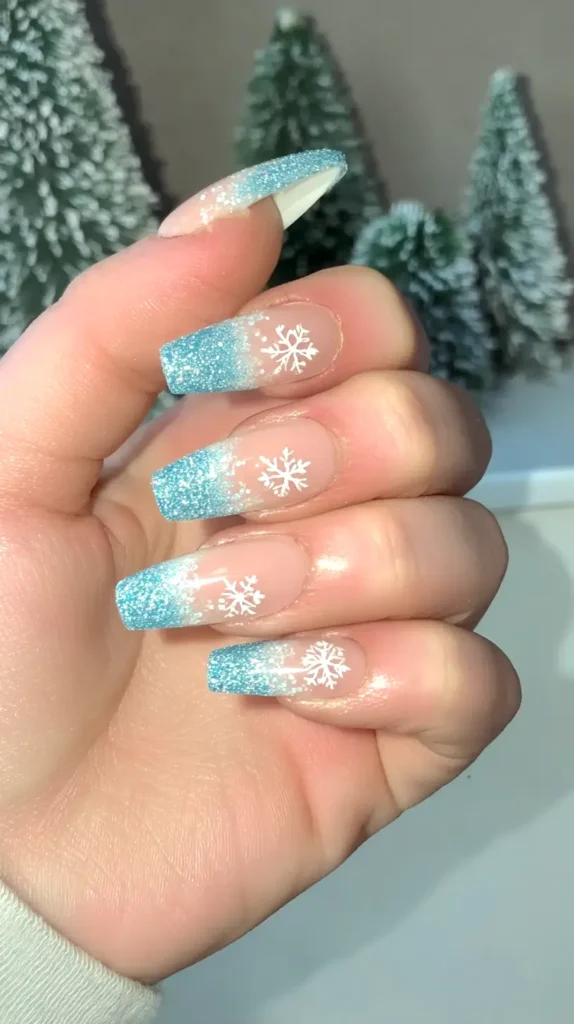 ice blue snowflake manicure