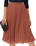 GRACE KARIN Womens Casual A-Line Skirts High Waisted Midi Pleated Swing Skirt Brown M