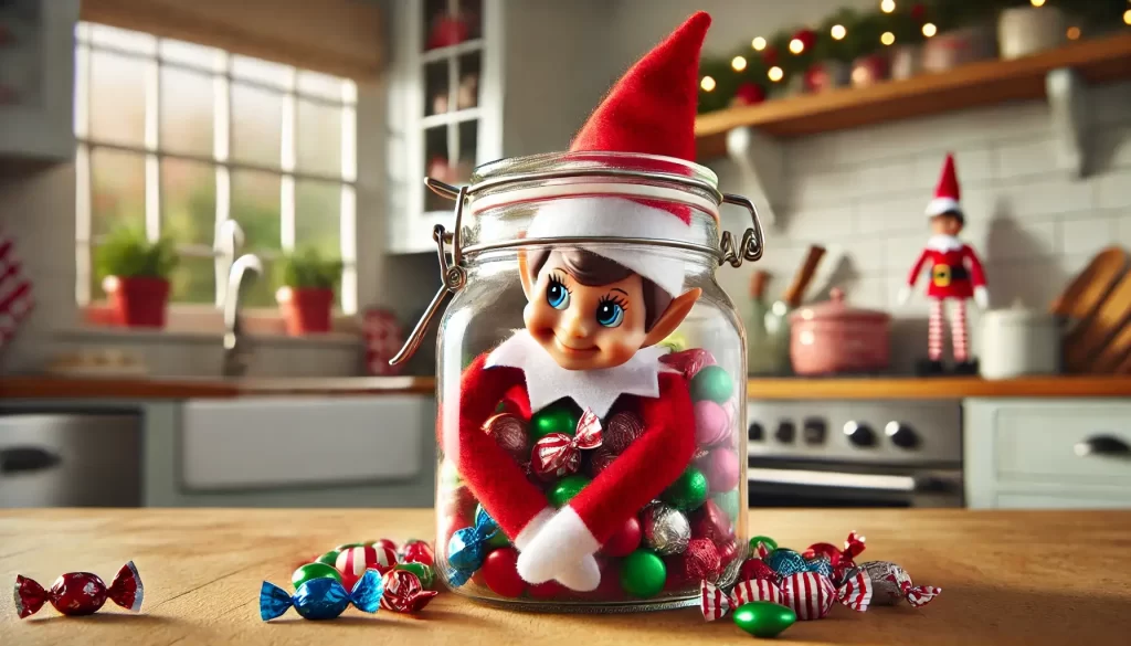 elf in a jar with candy