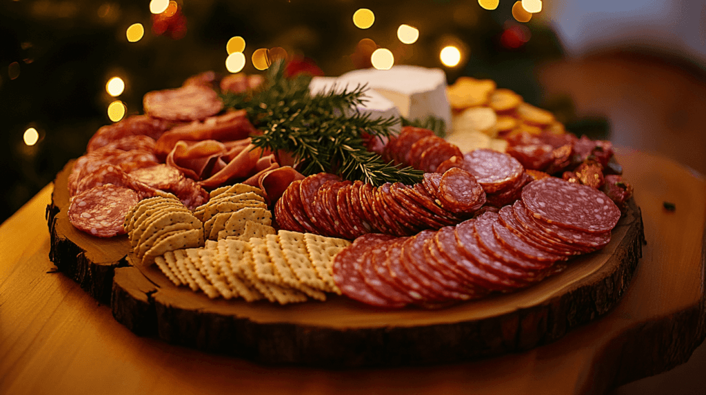 Circular Christmas charcuterie platter 