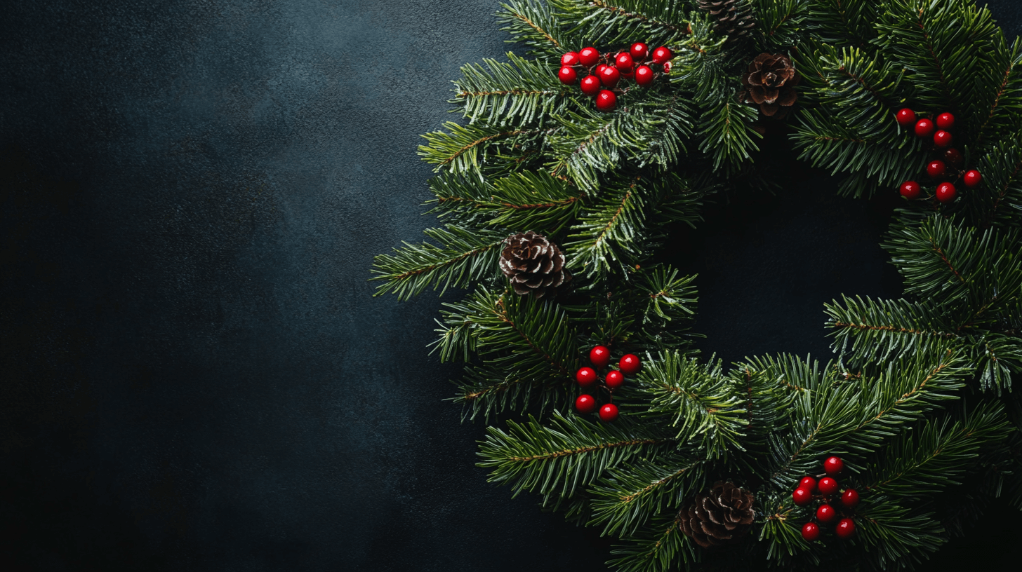 close-up Christmas wreath