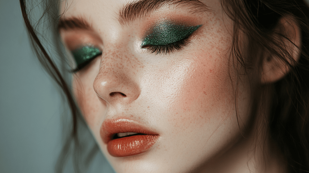 green eye shadow makeup, new years