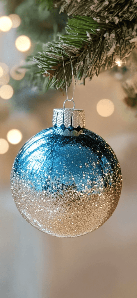 a single glass ball ornament on a tree; Christmas wallpaper