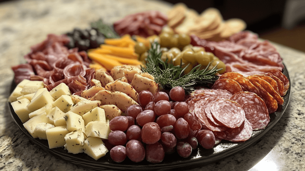 standard charcuterie board for New Year's Eve