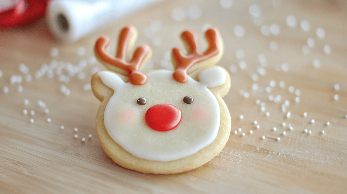 Christmas cookies, iced reindeer sugar cookie