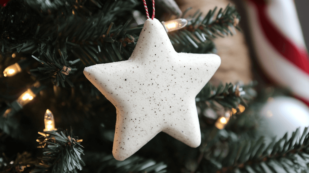 salt dough ornament in the shape of a star; Christmas ornaments