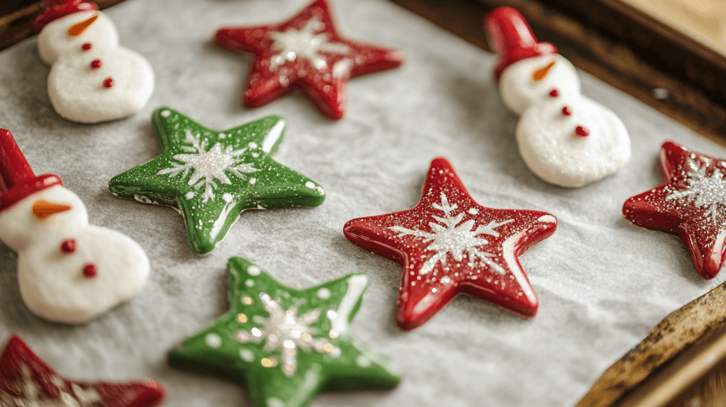 pottery inspired snowmen and star ornaments