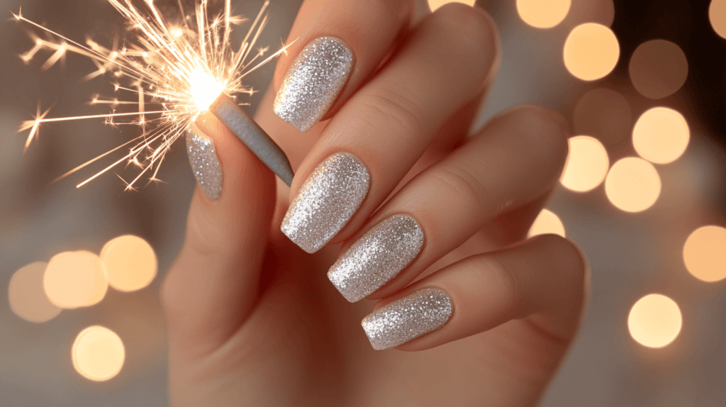 silver nails holding a sparkler