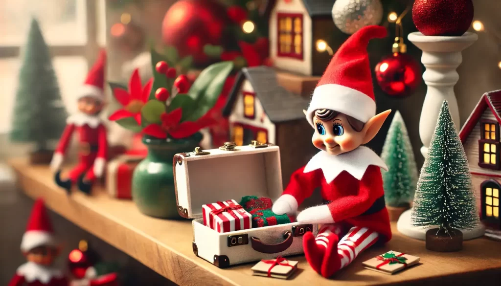 elf with suitcase