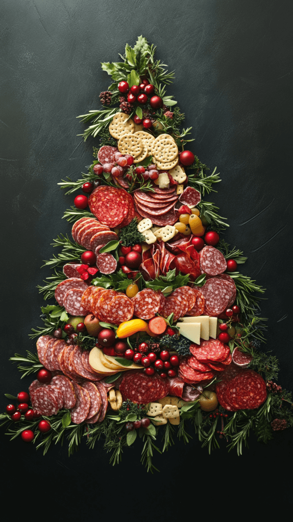 food formed into the shape of a Christmas tree 