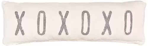 Mud Pie Polyester XOXOXO Washed Canvas Long Pillow 4163015, 1 Count (Pack of 1)