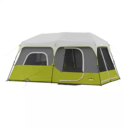 CORE Instant Cabin Tent | Multi Room Tent for Family with Storage Pockets for Camping Accessories | Portable Large Pop Up Tent for 2 Minute Camp Setup | Sleeps 9 People, 14 x 9