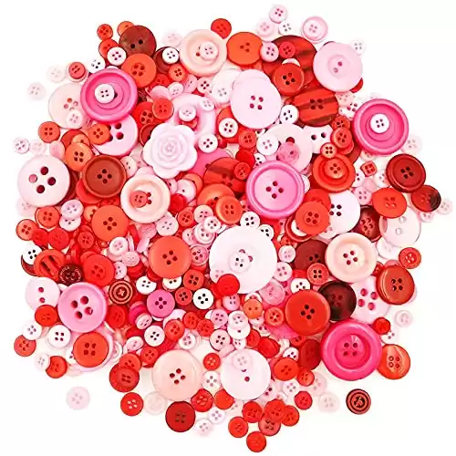 600-700Pcs Red and Pink Craft Buttons Bulk Pink Red Buttons for Crafts Assorted Size Red Buttons Mixed Pink Buttons for Crafting, Art, DIY