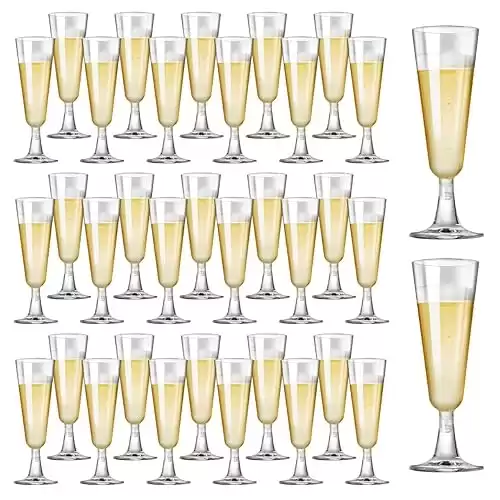 SUREHOME Plastic Champagne Flutes 40 Pack Disposable Champagne Glasses 5.5 Oz Clear Plastic Mimosa Glasses Acrylic Wedding Toasting Glasses for New Year 2025 Christmas Party Cocktail Cups Bulk