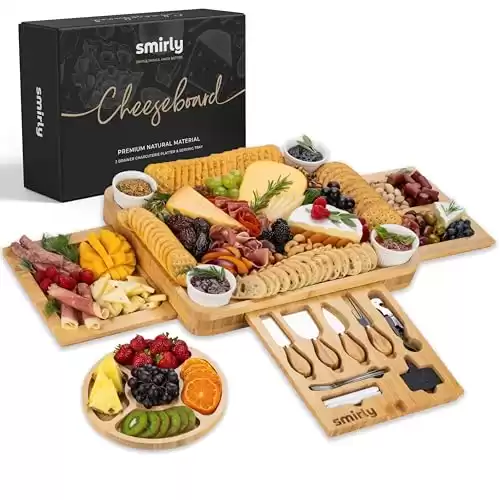 SMIRLY Charcuterie Boards Gift Set: Charcuterie Board Set, Bamboo Cheese Board Set - House Warming Gifts New Home, Wedding Gifts for Couple, Bridal Shower Gift