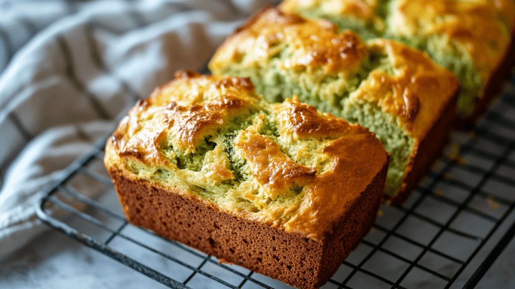 avocado bread half cut on the cooling rack