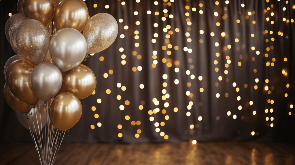 balloons and lights; new years party