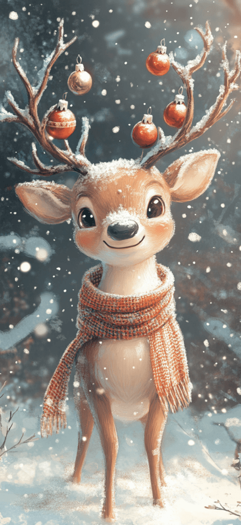 cartoon reindeer Christmas wallpaper designs