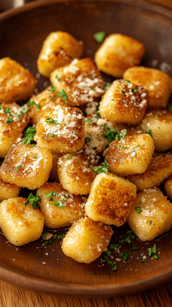 close-up of air fryer gnocchi