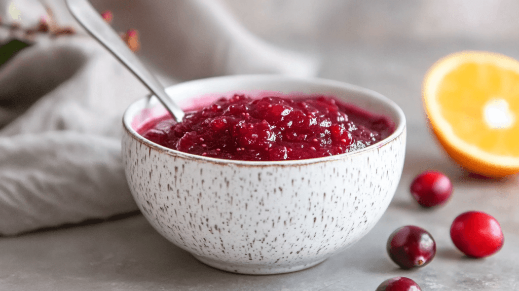 bowl of homemade cranberry sauce