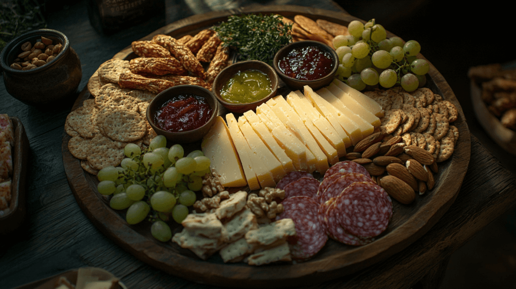 dark charcuterie board platter