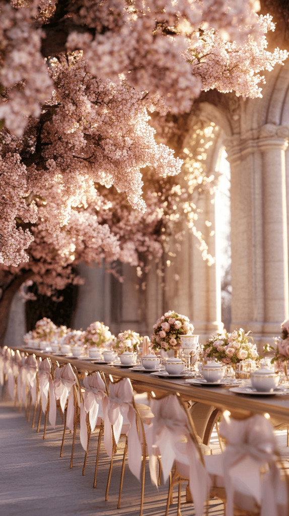 church decor for a party pink flowers