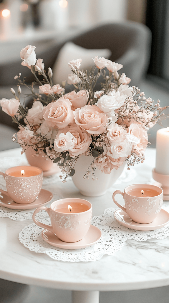 floral centerpiece with candles