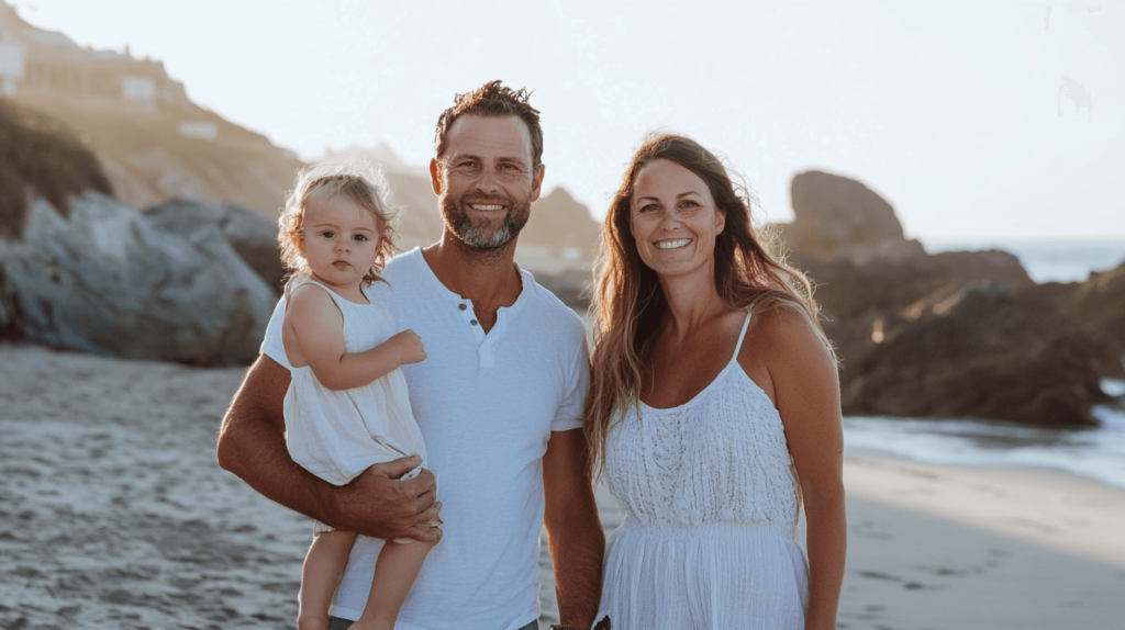 family on the beach, all inclusive